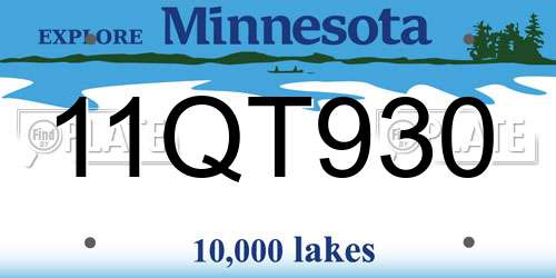 11QT930 Minnesota License Plate