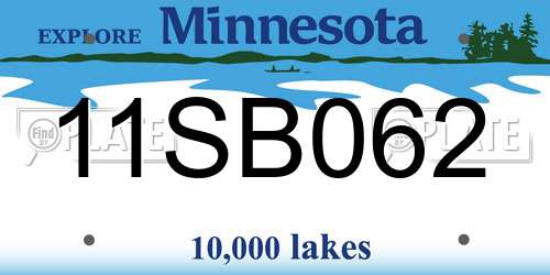 11SB062 Minnesota License Plate