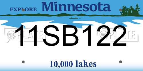 11SB122 Minnesota License Plate