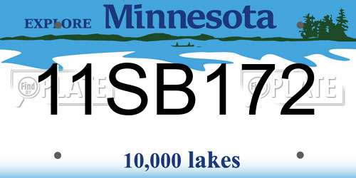 11SB172 Minnesota License Plate