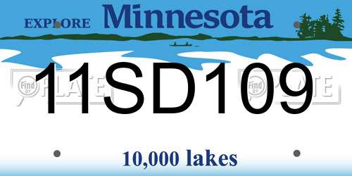11SD109 Minnesota License Plate