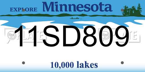 11SD809 Minnesota License Plate