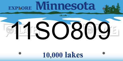 11SO809 Minnesota License Plate