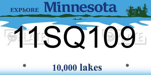 11SQ109 Minnesota License Plate