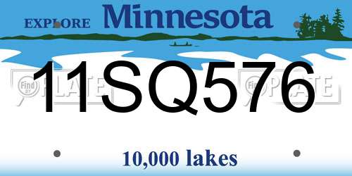11SQ576 Minnesota License Plate