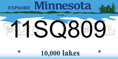 11SQ809 Minnesota License Plate