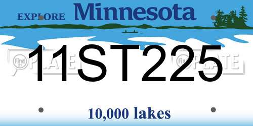 11ST225 Minnesota License Plate