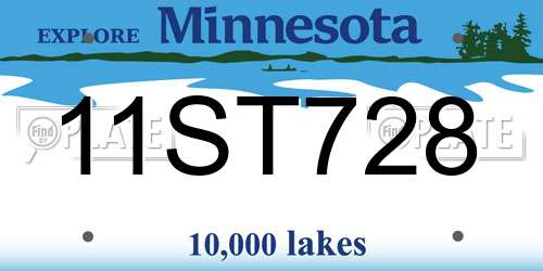 11ST728 Minnesota License Plate