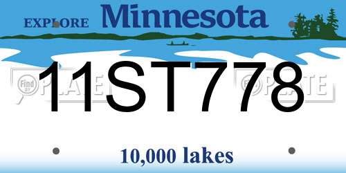 11ST778 Minnesota License Plate