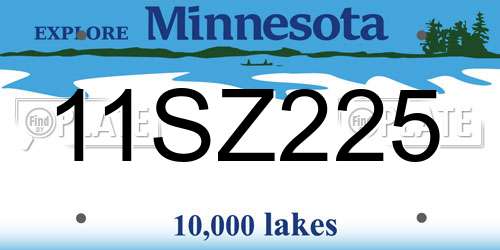 11SZ225 Minnesota License Plate