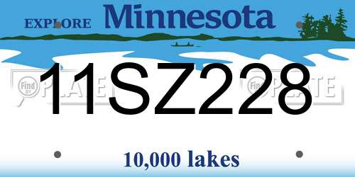 11SZ228 Minnesota License Plate