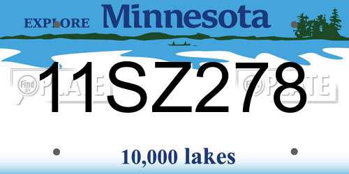 11SZ278 Minnesota License Plate