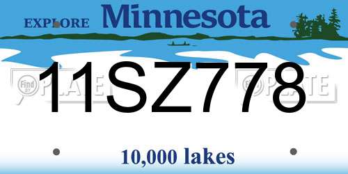 11SZ778 Minnesota License Plate
