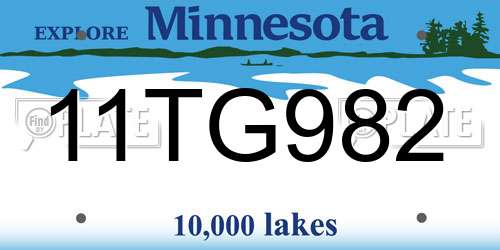 11TG982 Minnesota License Plate
