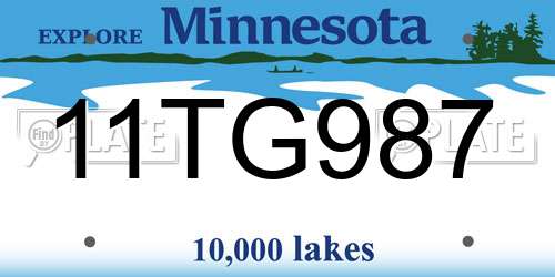 11TG987 Minnesota License Plate