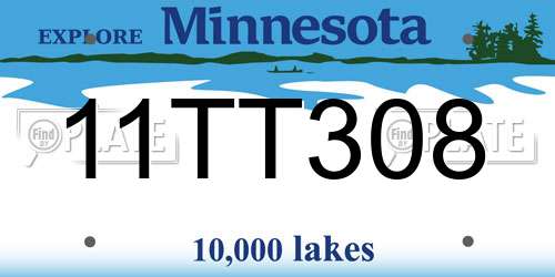 11TT308 Minnesota License Plate