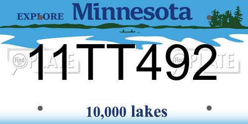 11TT492 Minnesota License Plate