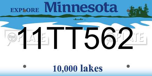 11TT562 Minnesota License Plate
