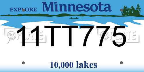 11TT775 Minnesota License Plate