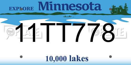 11TT778 Minnesota License Plate