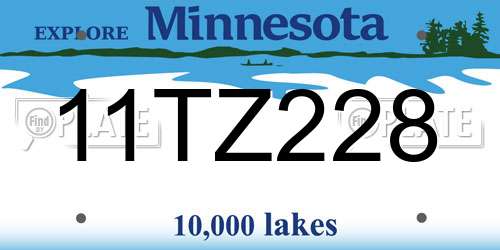 11TZ228 Minnesota License Plate