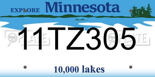 11TZ305 Minnesota License Plate
