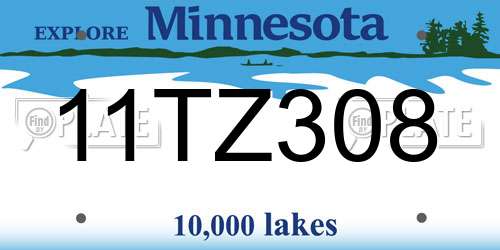 11TZ308 Minnesota License Plate
