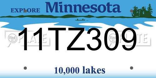 11TZ309 Minnesota License Plate