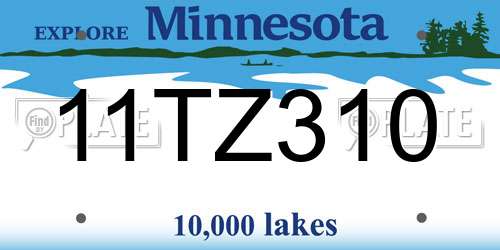 11TZ310 Minnesota License Plate