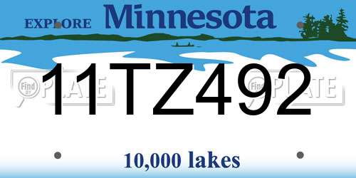 11TZ492 Minnesota License Plate