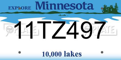 11TZ497 Minnesota License Plate
