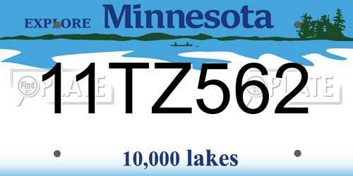 11TZ562 Minnesota License Plate