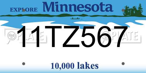 11TZ567 Minnesota License Plate