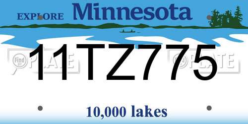 11TZ775 Minnesota License Plate