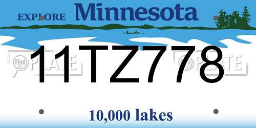 11TZ778 Minnesota License Plate