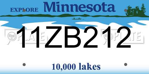 11ZB212 Minnesota License Plate