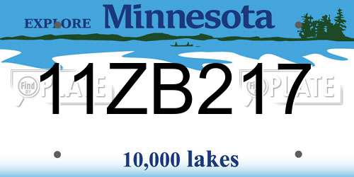 11ZB217 Minnesota License Plate