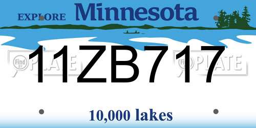 11ZB717 Minnesota License Plate