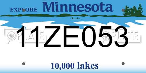 11ZE053 Minnesota License Plate