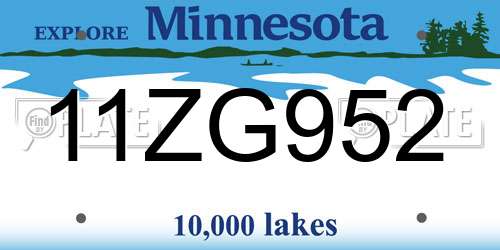 11ZG952 Minnesota License Plate