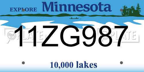 11ZG987 Minnesota License Plate