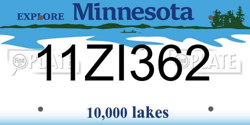 11ZI362 Minnesota License Plate
