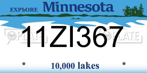 11ZI367 Minnesota License Plate