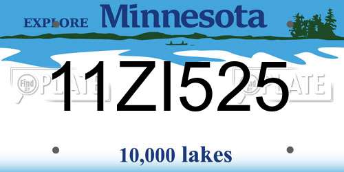 11ZI525 Minnesota License Plate
