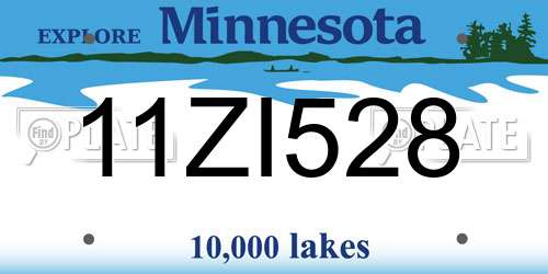 11ZI528 Minnesota License Plate