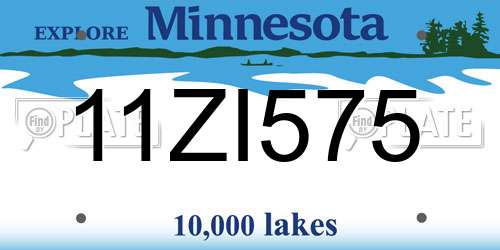 11ZI575 Minnesota License Plate