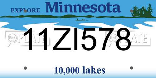 11ZI578 Minnesota License Plate