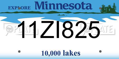 11ZI825 Minnesota License Plate