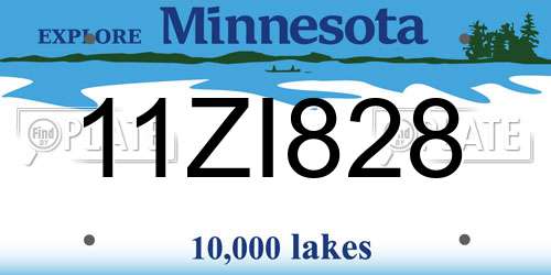 11ZI828 Minnesota License Plate