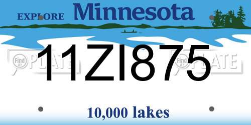 11ZI875 Minnesota License Plate